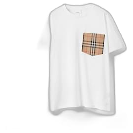 Burberry-Oversized cotton T-shirt with Vintage check pocket-White