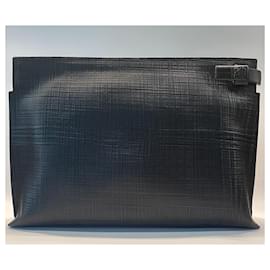 Loewe-Loewe T pouch leather clutch bag-Black