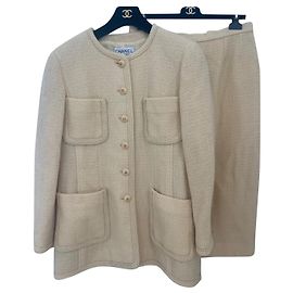 Annata di Chanel 1993 / 1994 Gonna giacca di tweed gialla Giallo