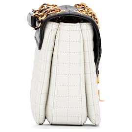 Céline-Celine White Medium Quilted C Bag-Black,White