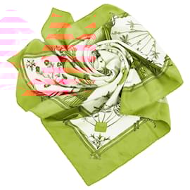 Hermès-Hermes White Printed Silk Scarf-White