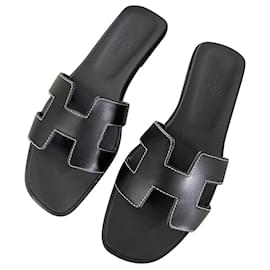Hermès-hermes agora sandálias pretas-Preto