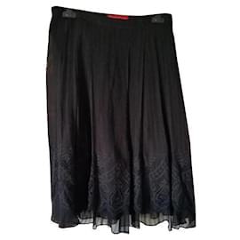 Christian Lacroix-falda lacroix 100% camiseta de seda y encaje36/38fr-Negro