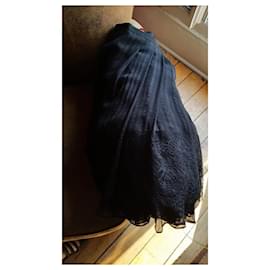 Christian Lacroix-Lacroix skirt 100% silk and lace T36/38fr-Black