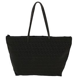 Fendi-FENDI Zucchino Canvas Tote Bag Black 2386 8BH025-029 Auth rd5039-Black