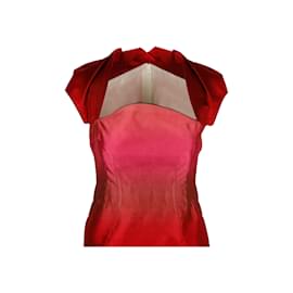 Autre Marque-6267 Degrade Douchesse Silk Dress-Red