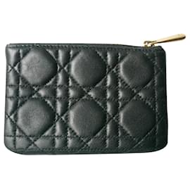 Christian Dior-CHRISTIAN DIOR Cartera pequeña de piel negra con cremallera Muy buen estado-Negro