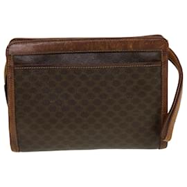 Céline-CELINE Macadam Canvas Clutch Bag PVC Leather Brown Auth bs5211-Brown