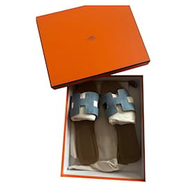 Hermès-Hermès ORAN mules sandalias-Azul claro