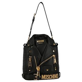 Moschino Biker Leather Backpack Black