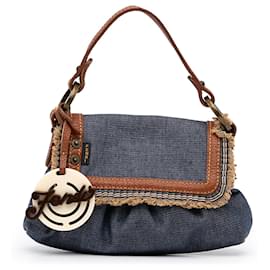 Fendi-Fendi Blue Mini Denim Chef Flap-Blue,Other