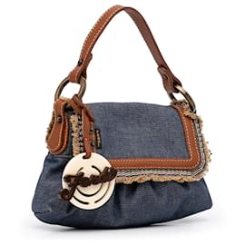 Fendi-Fendi Blue Mini Denim Chef Flap-Blue,Other