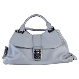 Miu Miu-Blue Grey Leather Tote Bag-Blue