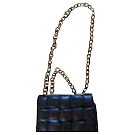 Bottega Veneta-Bottega Veneta Chain Cassette Bag in Dark Brown Lambskin Leather-Brown