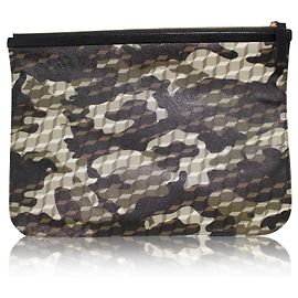 Pierre Hardy Grande pochette en toile à imprimé cube et camouflage Vert