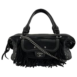 Chanel-CHANEL- Paris Dallas Large Calfskin PonyHair Fringe Bowling - Shoulder bag-Black