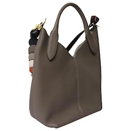 Anya Hindmarch-Anya Hindmarch Build a Bag Circles Hobo Bag in Grey Leather-Grey