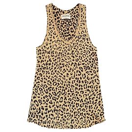 Zadig & Voltaire Strick-Tanktop Beige Schwarz Leopardenmuster Schwarz Beige