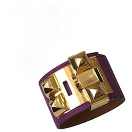 Hermès-HERMÈS Bracelets T.  cuir de vachette-Violet