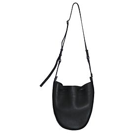The Row Small Drawstring Pouch Bag in Black Calfskin Leather Black