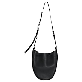 The row-The Row Small Drawstring Pouch Bag in Black Calfskin Leather-Black