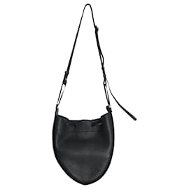 The row-The Row Small Drawstring Pouch Bag in Black Calfskin Leather-Black