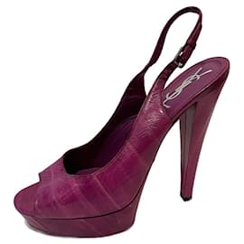 Yves Saint Laurent-Escarpins peeptoe violet vintage YSL Rive Gauche-Violet