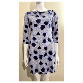 Diane Von Furstenberg-DvF Ruri silk jersey dress in blue white and black-Multiple colors