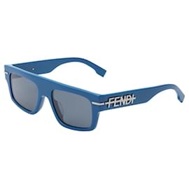 Fendi-Fendi Fendigraphy Blaue Acetat-Sonnenbrille, Unisex-Blau