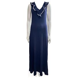 Ralph Lauren Vestido maxi marítimo em azul marinho e branco Branco Azul marinho