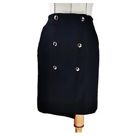 Filippa K Wrap Button Skirt Black Wool Black