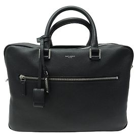 SACOCHE SAINT LAURENT PORTE DOCUMENTS 480586 CUIR NOIR BRIEFCASE HAND BAG Noir