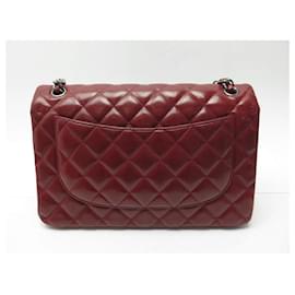Chanel-CHANEL CLASSIC JUMBO TIMELESS RED LEATHER BANDOULIERE HANDBAG-Red
