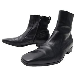 DIOR MEN'S SHOES ANKLE BOOTS 7 41 IT 42 FR BLACK LEATHER HEDI SLIMANE BOOTS Black