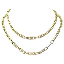 Céline-VINTAGE COLLIER SAUTOIR CELINE CHAINE MAILLONS TRIOMPHE DOREE 95 CM NECKLACE-Doré