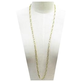 Céline-VINTAGE CELINE SAUTOIR NECKLACE CHAIN LINKS TRIOMPHE GOLD 95 CM NECKLACE-Golden