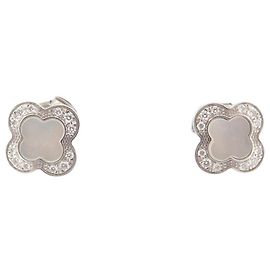 NOVE ORECCHINI MAUBOUSSIN TREFLE DE TOI PM IN ORO BIANCO E DIAMANTI Argento