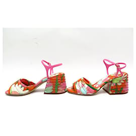 Fendi-NEW FENDI PROMENADE SHOES 8x7067 Sandals 37.5 MULTICOLOR SHOES FABRIC-Multiple colors