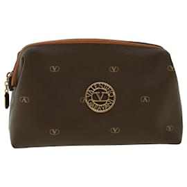 Valentino-VALENTINO Clutch Bag Leather Brown Auth ar9399-Brown