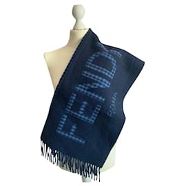 Fendi E Herod Schal aus Wolle navy blau wendbar Marineblau