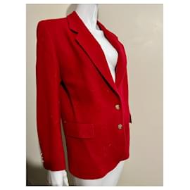 Burberry-Vintage Burberry vintage blazer en laine rouge-Rouge