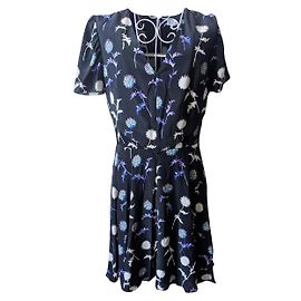 Kenzo Blumenkleid Weiß Mehrfarben Marineblau