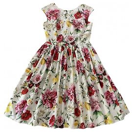 Vestido midi de algodón con estampado floral Dolce & Gabbana Multicolor