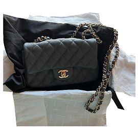 Chanel Mini Timeless Bolsa de couro granulado azul Azul