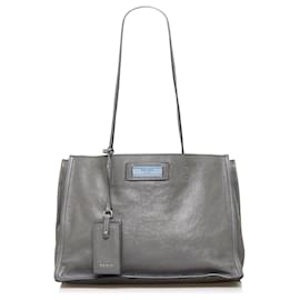 Prada-Prada Gray Glace Calf Etiquette-Grey