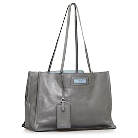Prada-Prada Gray Glace Calf Etiquette-Grey