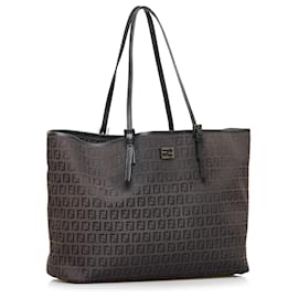 Fendi-Fendi Brown Zucchino Tote Bag-Brown