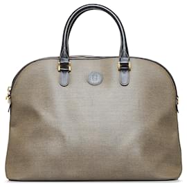 Fendi-Fendi Brown Pequin Handbag-Brown