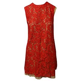 Vestido de renda Miu Miu em algodão vermelho Vermelho