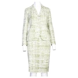 Prada-Tweed Skirt Suit Set-Green